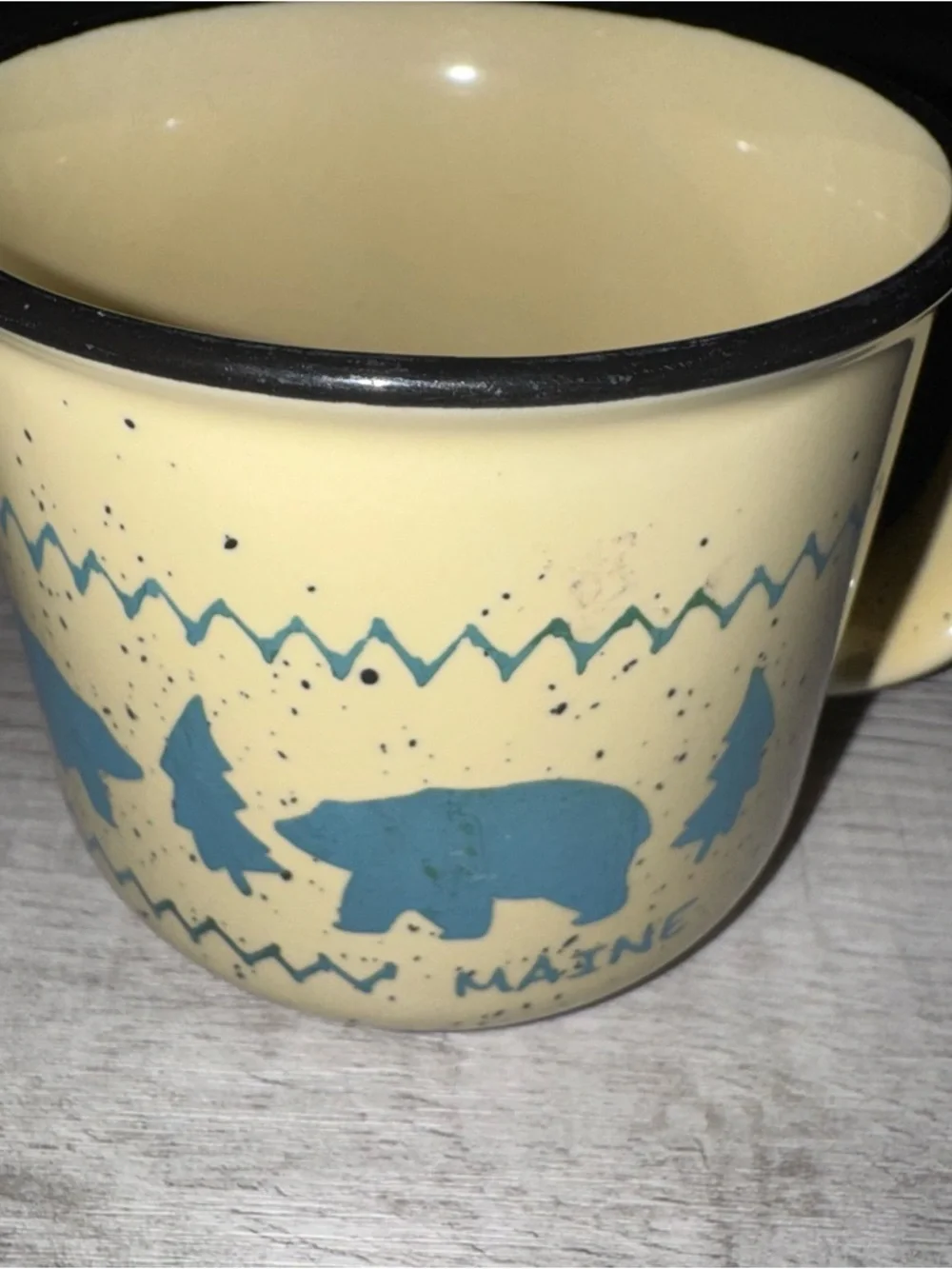 State of Maine Souvenir Mug - Wildlife Bears in Forest Blue Graphics